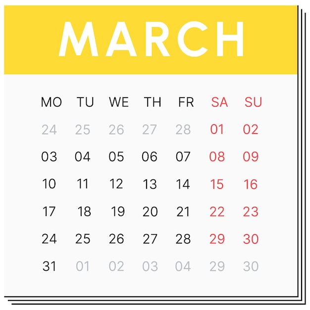 Illustration du calendrier mensuel pour 2025