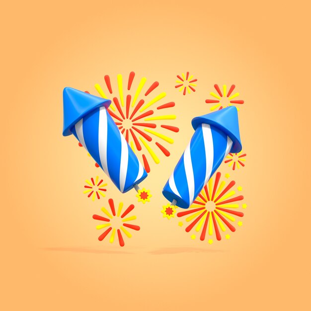 Illustration de feux d'artifice en 3D