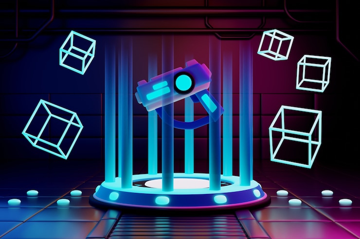 PSD gratuit illustration futuriste du méta-univers au néon