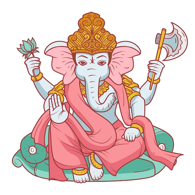 PSD gratuit illustration de ganesh dessinée à la main