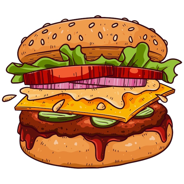 Illustration de hamburger dessinée à la main