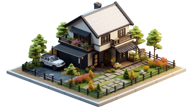 Illustration de la maison et de la propriété en 3D
