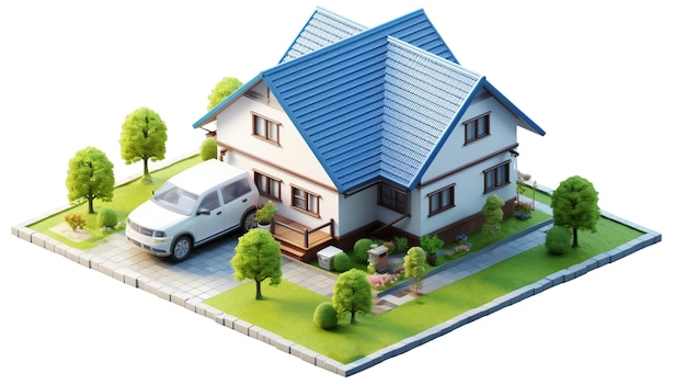 Illustration de la maison et de la propriété en 3D