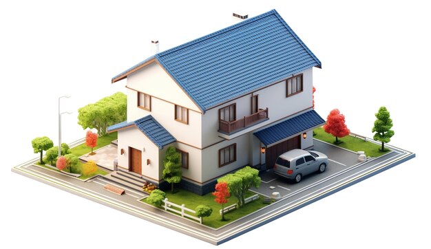 Illustration de la maison et de la propriété en 3D