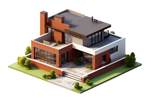Illustration de la maison et de la propriété en 3D