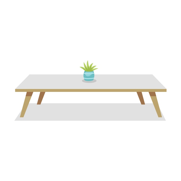 Illustration de meubles de maison avec table et plante