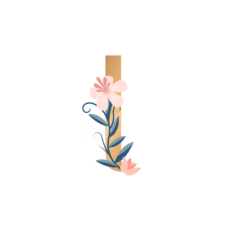 PSD gratuit illustration réaliste de l'alphabet floral isolée