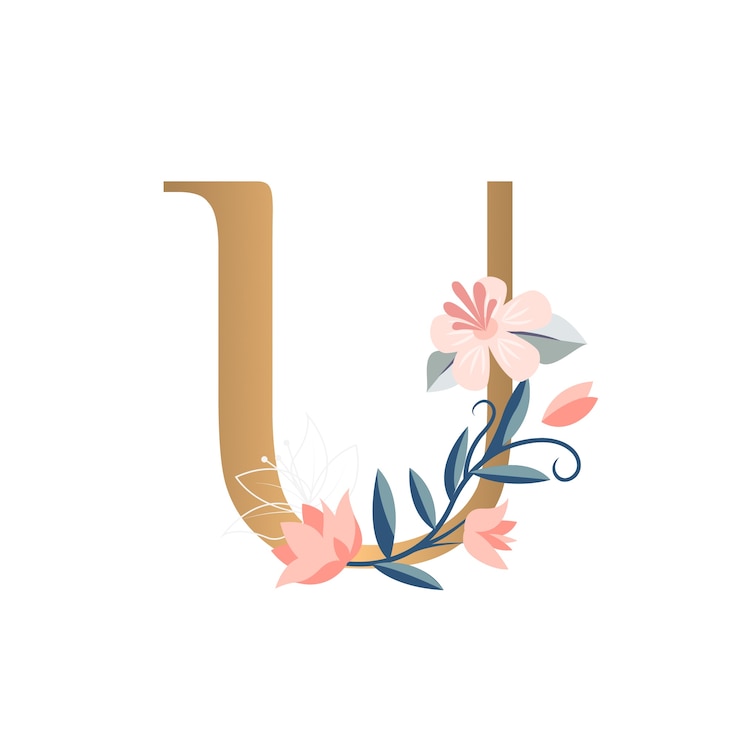 PSD gratuit illustration réaliste de l'alphabet floral isolée
