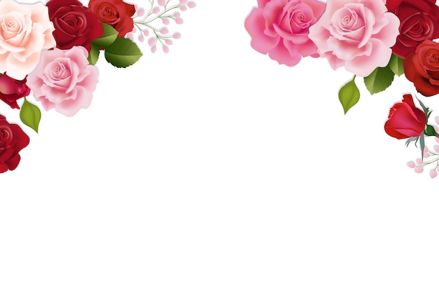 PSD gratuit illustration réaliste de la bordure des roses