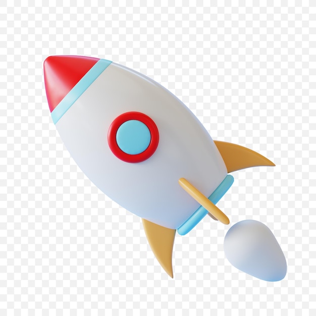 PSD gratuit illustration de rendu 3d icône isolé de fusée de vaisseau spatial