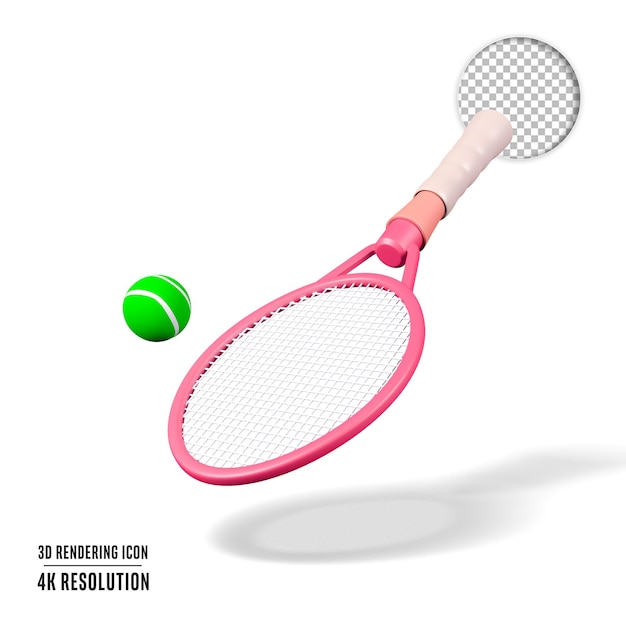 Illustration de rendu 3D icône isolé de tennis