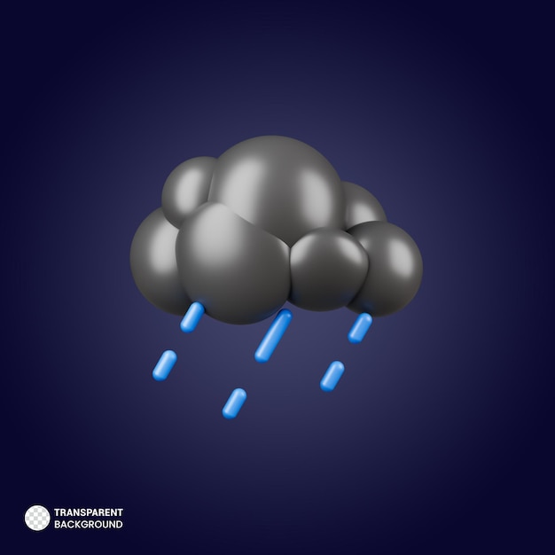 PSD gratuit illustration de rendu 3d de l'icône de nuage de pluie