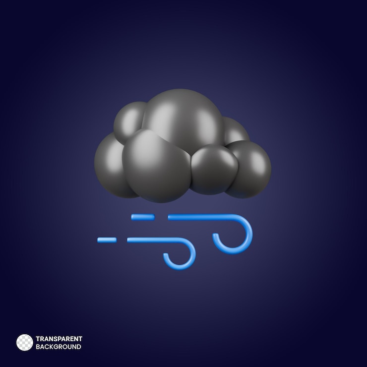 PSD gratuit illustration de rendu 3d de l'icône de vent nuageux