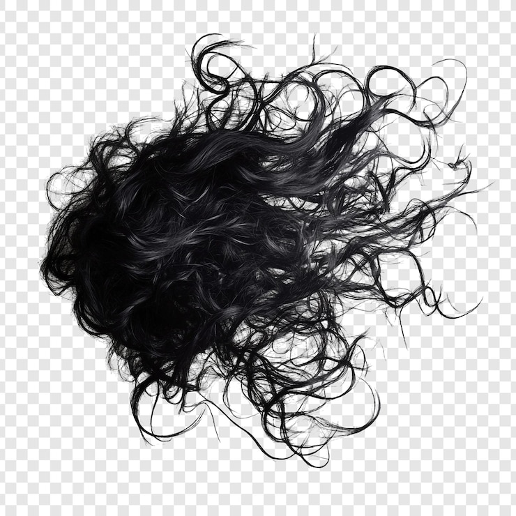 PSD gratuit image abstraite de cheveux noirs coulants style de beauté texture élégance mouvement silhouette isolée sur un fond transparent