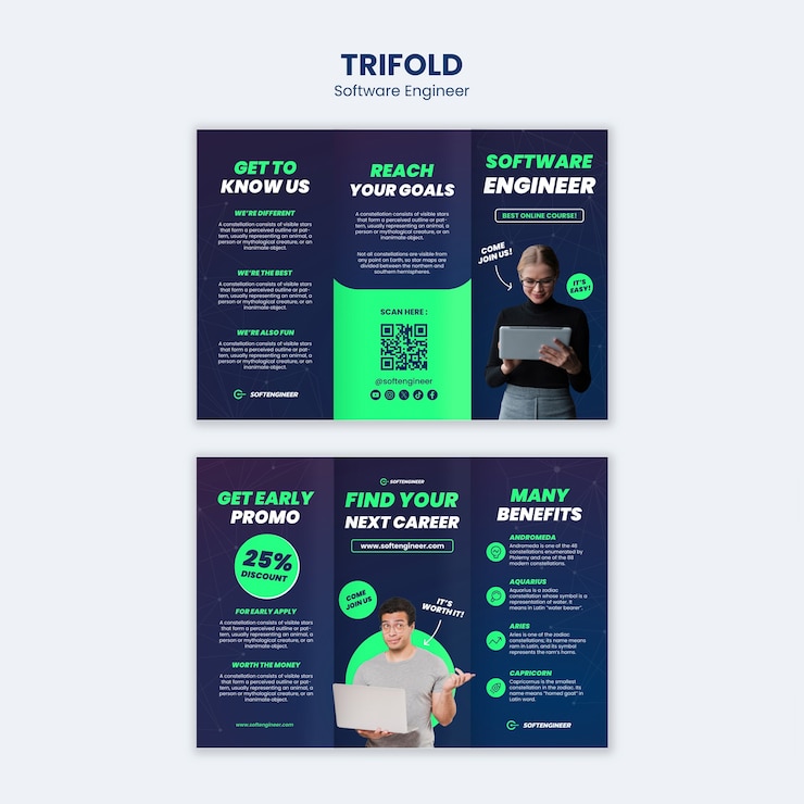 PSD gratuit ingénierie logicielle conception de modèle de brochure tripla