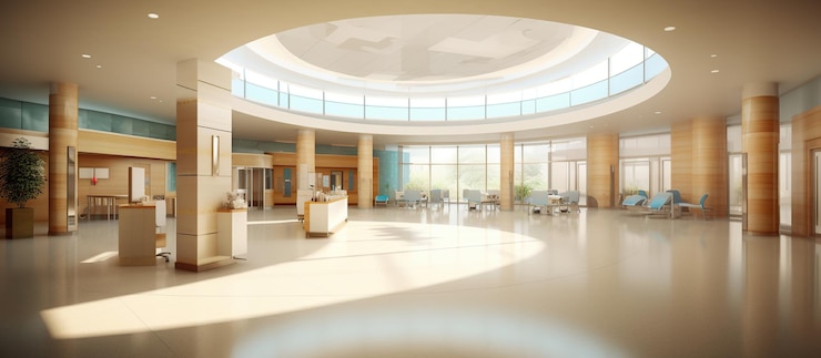 PSD gratuit intérieur de la salle d'hôpital de luxe generative ai