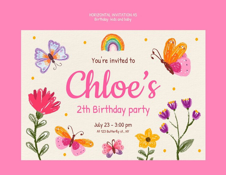PSD gratuit l'invitation au deuxième anniversaire de chloe.
