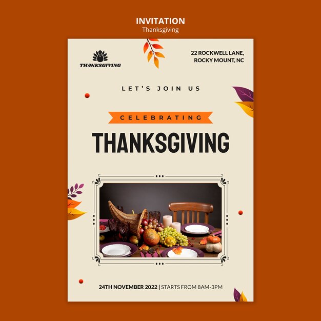 Invitation de célébration de thanksgiving dégradé