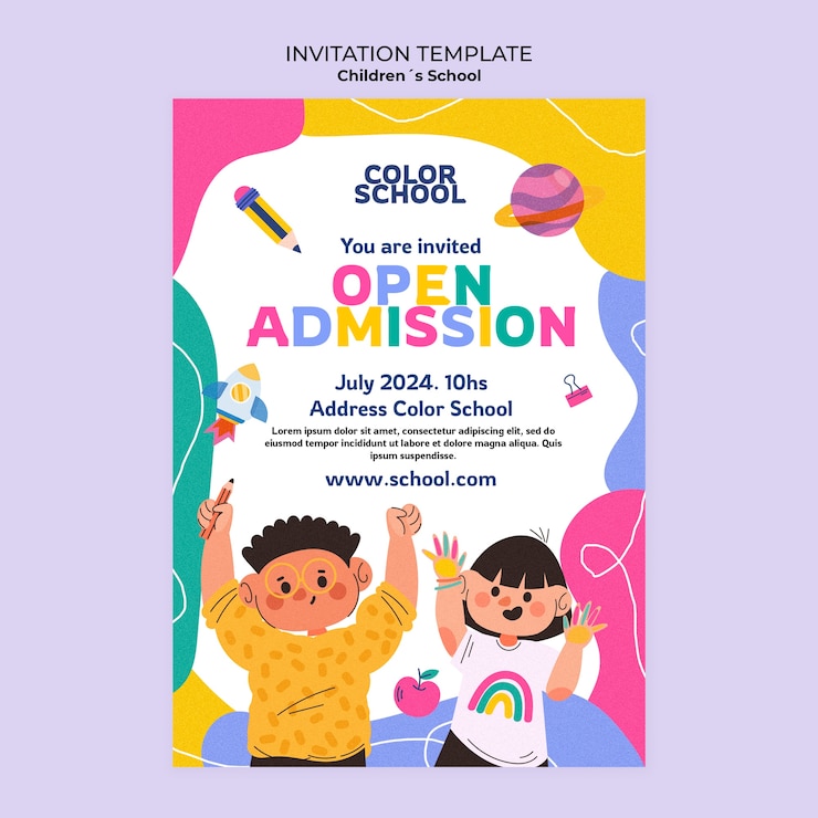 PSD gratuit invitation à l'éducation des enfants à la conception plate