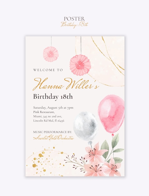 L'invitation à la fête des 18 ans de Hanna Willer