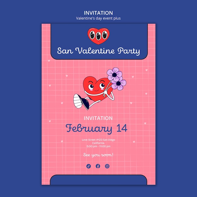 PSD gratuit invitation à la fête de la saint-valentin