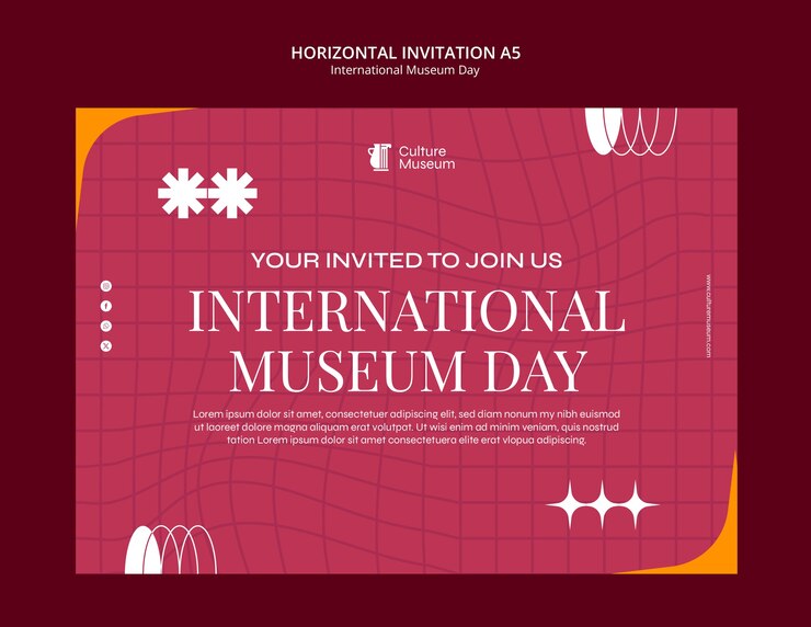 PSD gratuit invitation à la journée internationale des musées