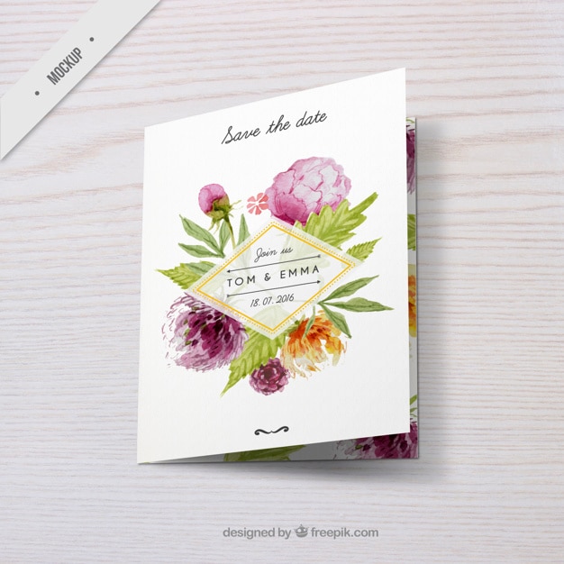 Invitation De Mariage Avec L'aquarelle Décoration Florale