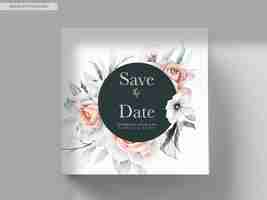 PSD gratuit invitation de mariage élégante avec un bel arrangement floral