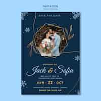 PSD gratuit invitation de mariage d'hiver dessinée à la main