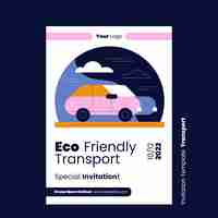 PSD gratuit invitation de transport écologique design plat