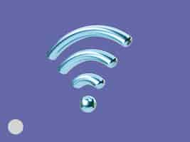 PSD gratuit isoler le symbole wifi bleu brillant pour le concept de technologie internet par illustration de rendu 3d