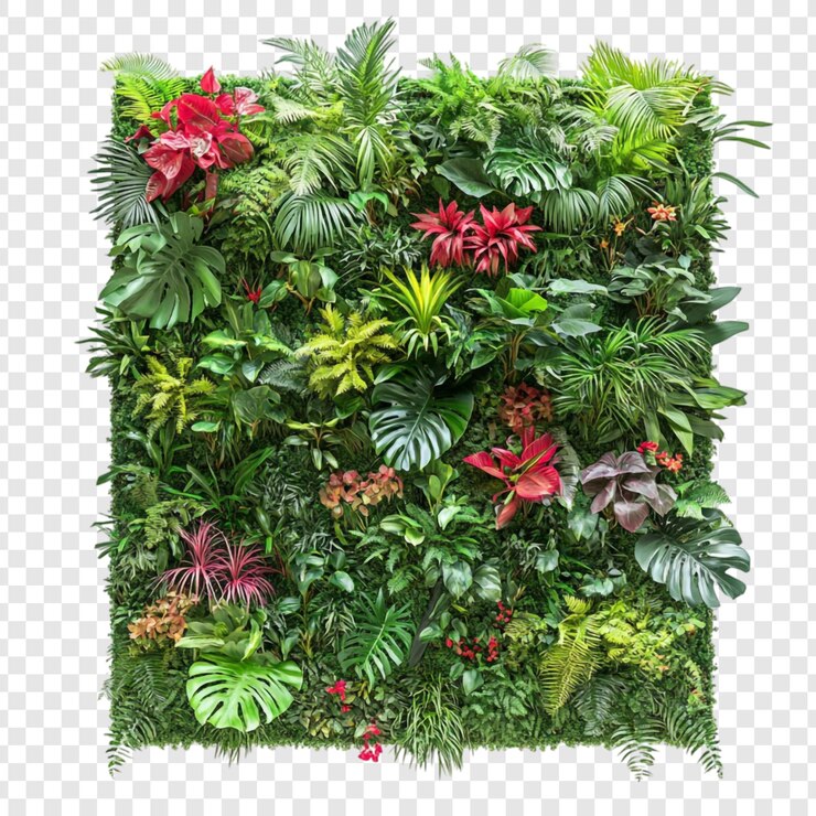 PSD gratuit un jardin vertical tropical luxuriant, une exposition vibrante de plantes exotiques