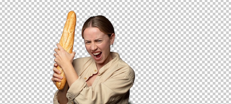 PSD gratuit jeune femme blonde adulte avec du pain