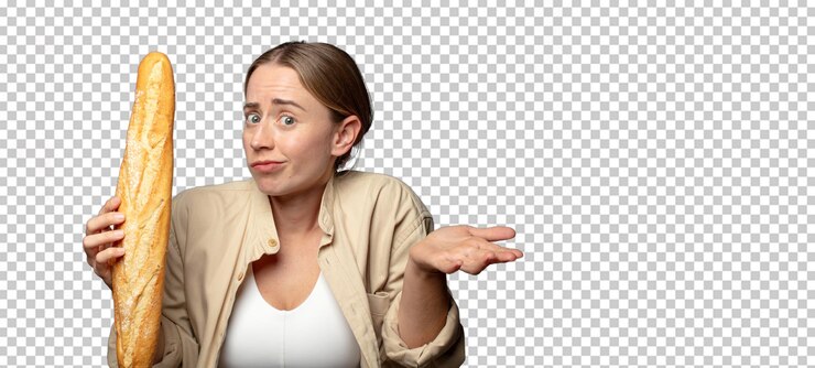 PSD gratuit jeune femme blonde adulte avec du pain