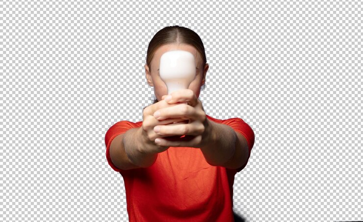 PSD gratuit une jeune femme blonde avec une ampoule