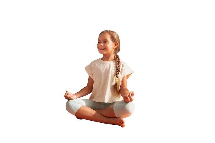 PSD gratuit une jeune fille faisant du yoga et de la méditation.