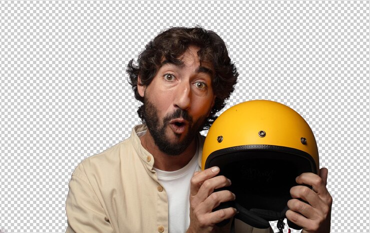 PSD gratuit un jeune homme adulte barbu avec un casque de moto