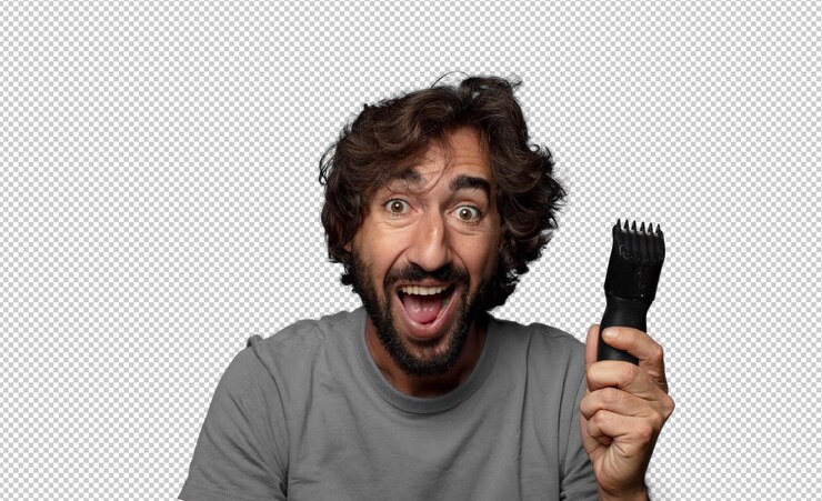 PSD gratuit un jeune homme adulte barbu avec un rasoir.