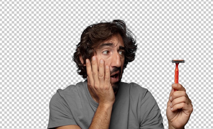 PSD gratuit un jeune homme adulte barbu avec un rasoir.