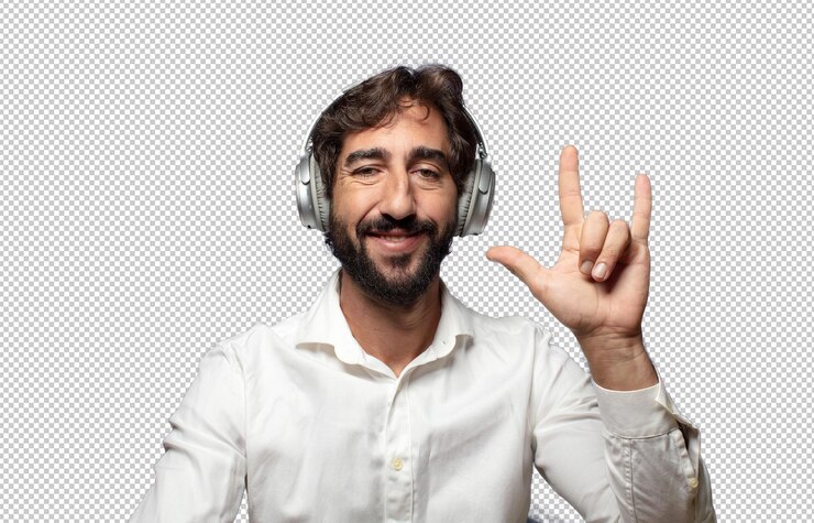 PSD gratuit un jeune homme adulte écoutant de la musique avec des écouteurs