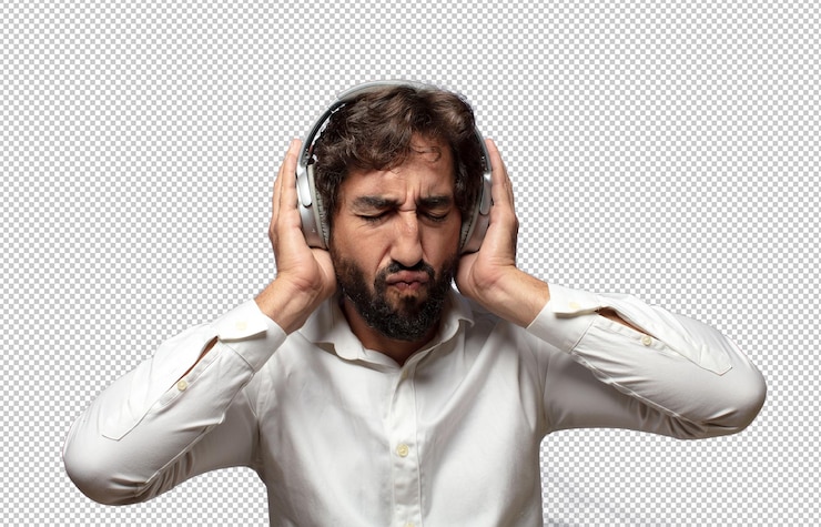 PSD gratuit un jeune homme adulte écoutant de la musique avec des écouteurs