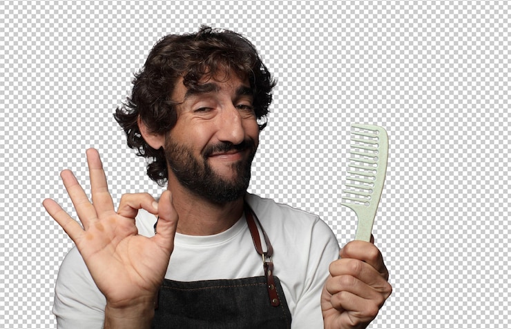 PSD gratuit jeune homme barbu adulte concept de barbier