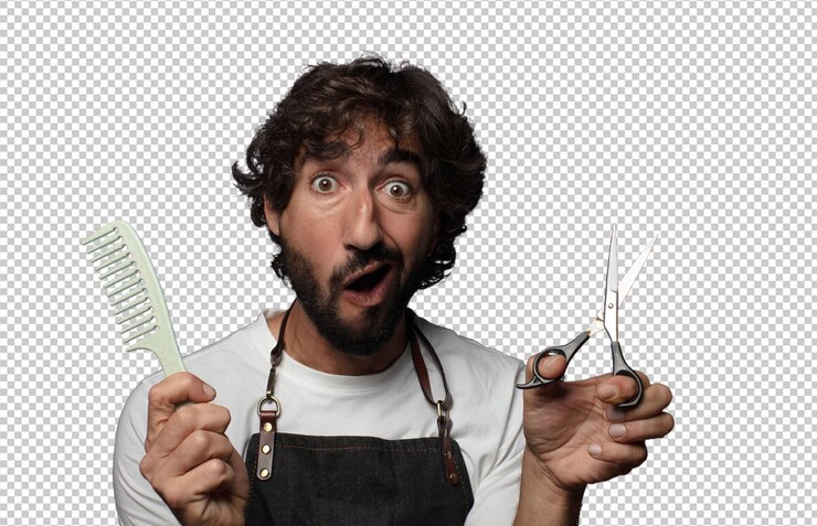 PSD gratuit jeune homme barbu adulte concept de barbier