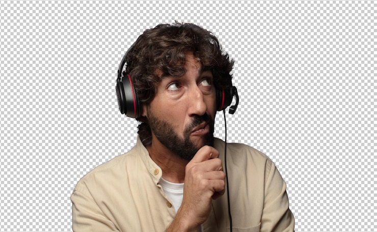 PSD gratuit jeune homme barbu adulte concept de télécommerçant