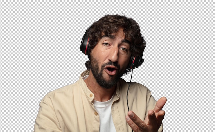 PSD gratuit jeune homme barbu adulte concept de télécommerçant