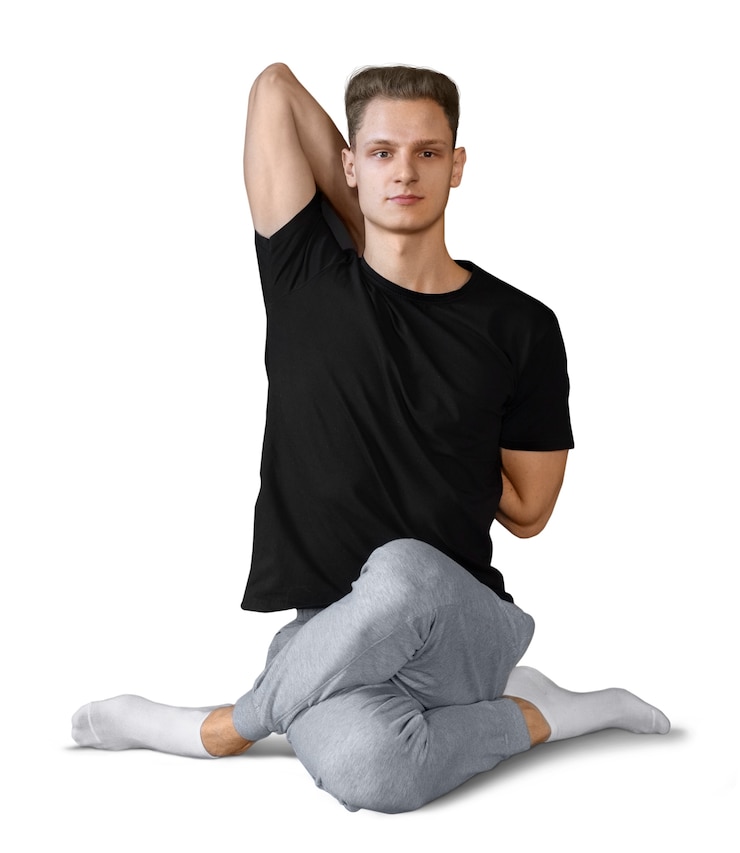 PSD gratuit un jeune homme faisant une position de yoga