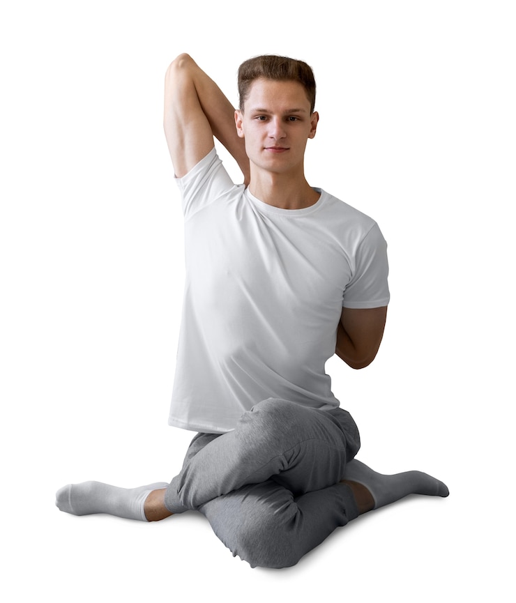PSD gratuit un jeune homme faisant une position de yoga