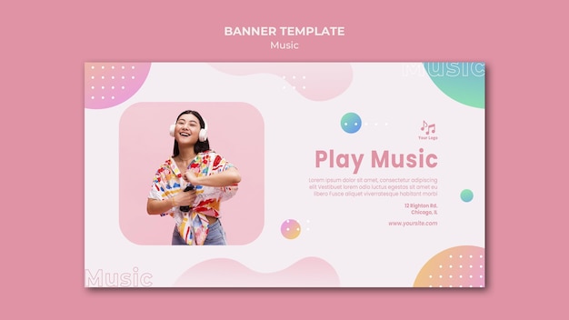 PSD gratuit jouer le modèle web de bannière de musique