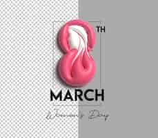 PSD gratuit journée de la femme - 8 mars espace de votre texte 3d render illustration design.