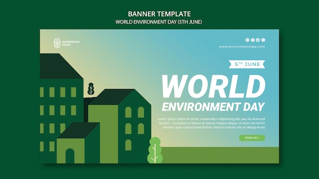 Journée mondiale de l'environnement avec modèle de bannière de maisons